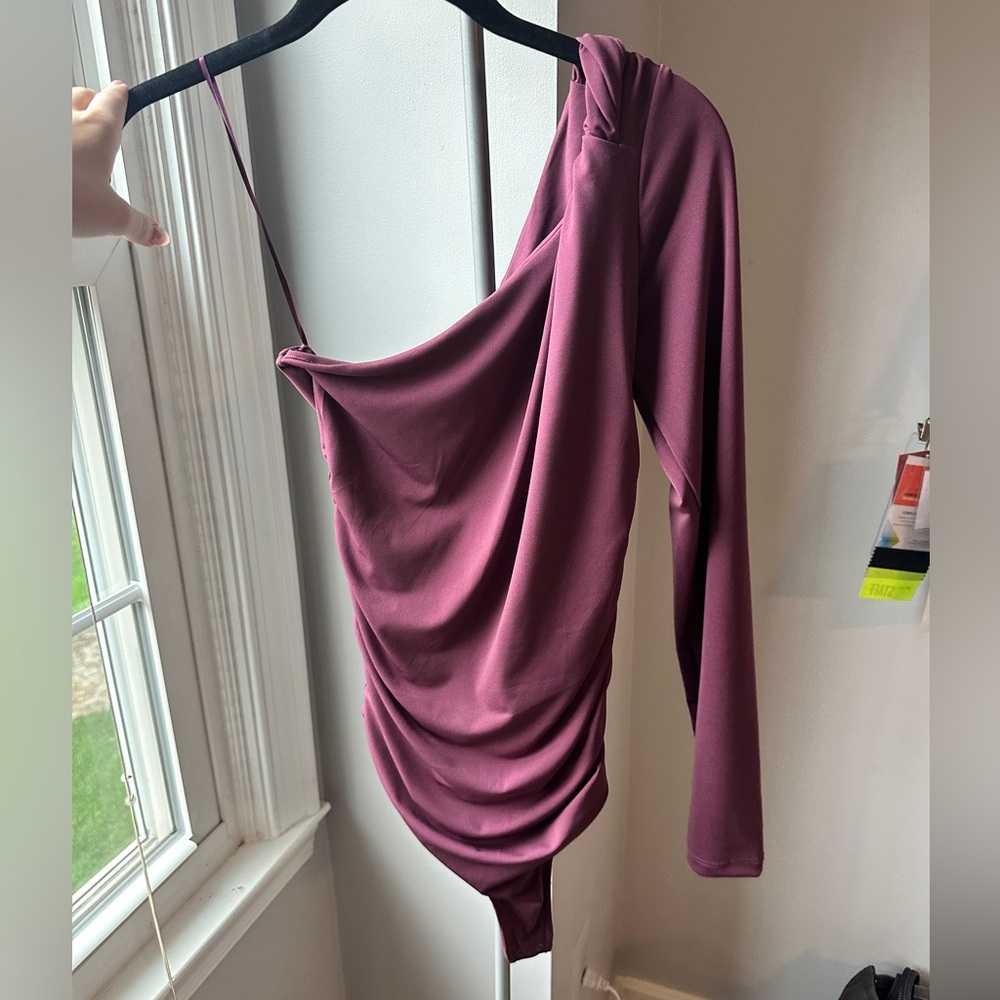 Abercrombie & Fitch Purple Ruched One Shoulder Bodysuit